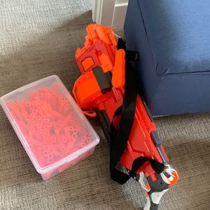 Nerf mastodon and bin of random nerf guns